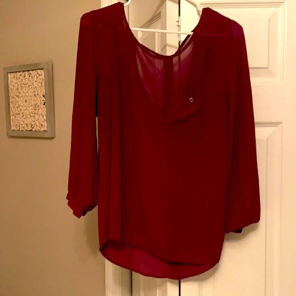 Burgundy Chiffon Blouse  
